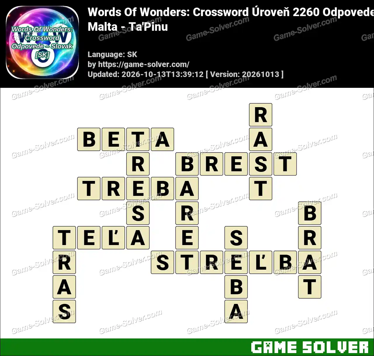 Words Of Wonders: Crossword Úroveň 2260 Odpovede – Malta – Ta’Pinu